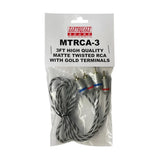 MTRCA-3 Matte Twisted RCA Cable with Gold Terminals